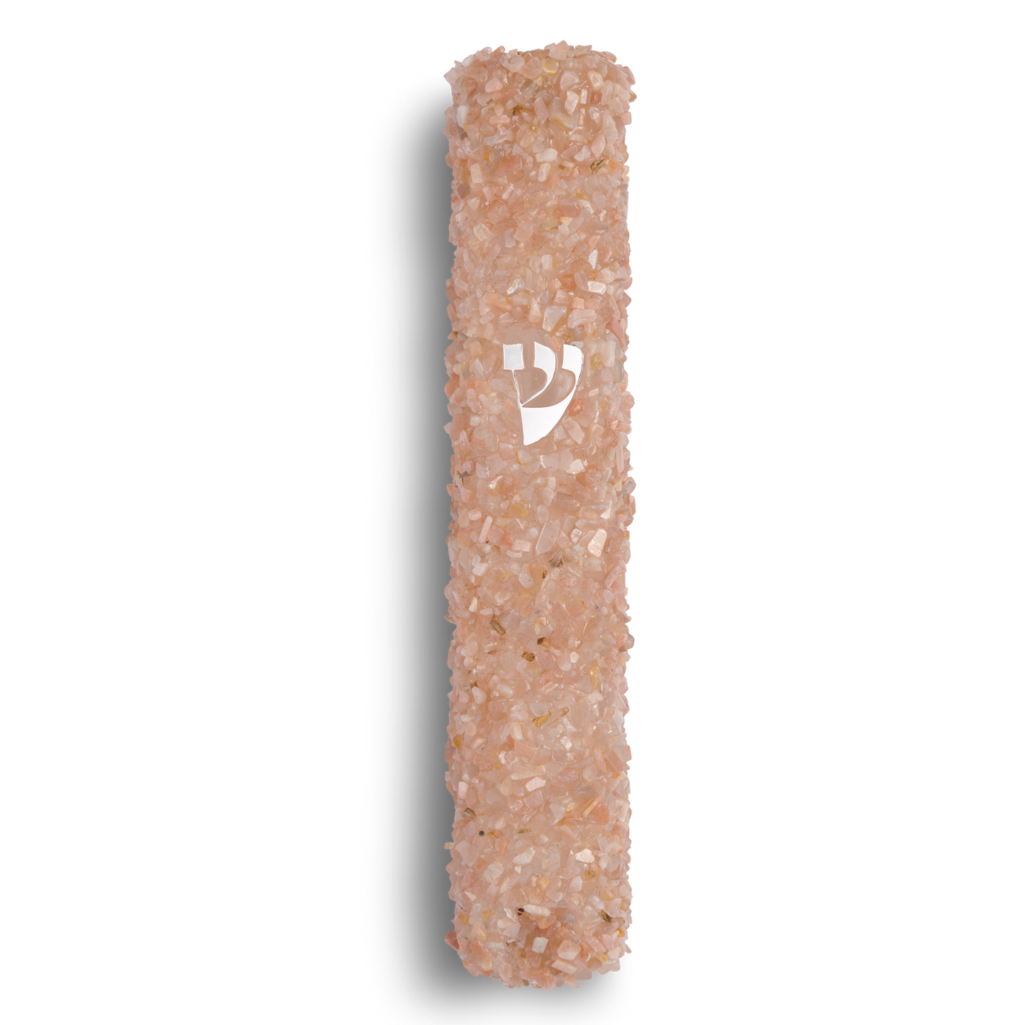 Handmade Beige Crystal Mezuzah Case with Gemstones, Jewish Housewarming or Wedding Gift