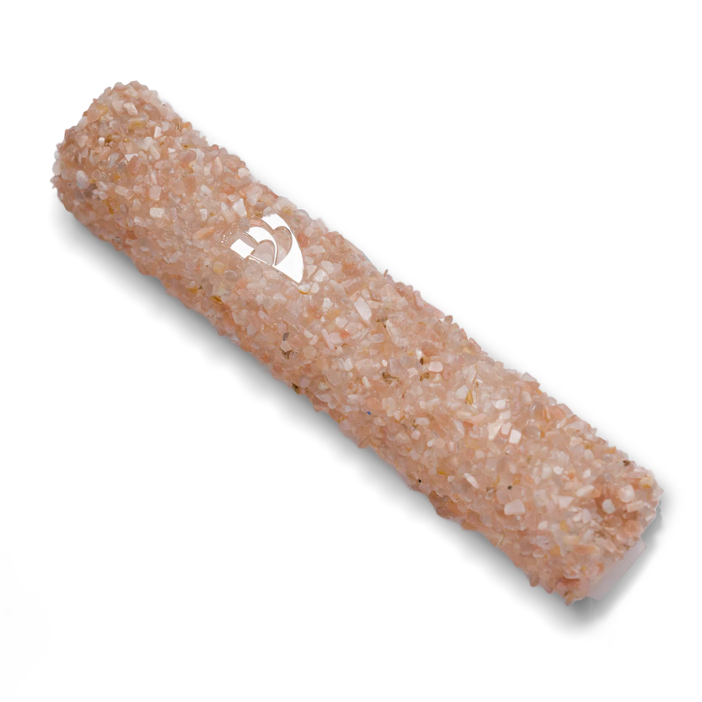 Handmade Beige Crystal Mezuzah Case with Gemstones, Jewish Housewarming or Wedding Gift