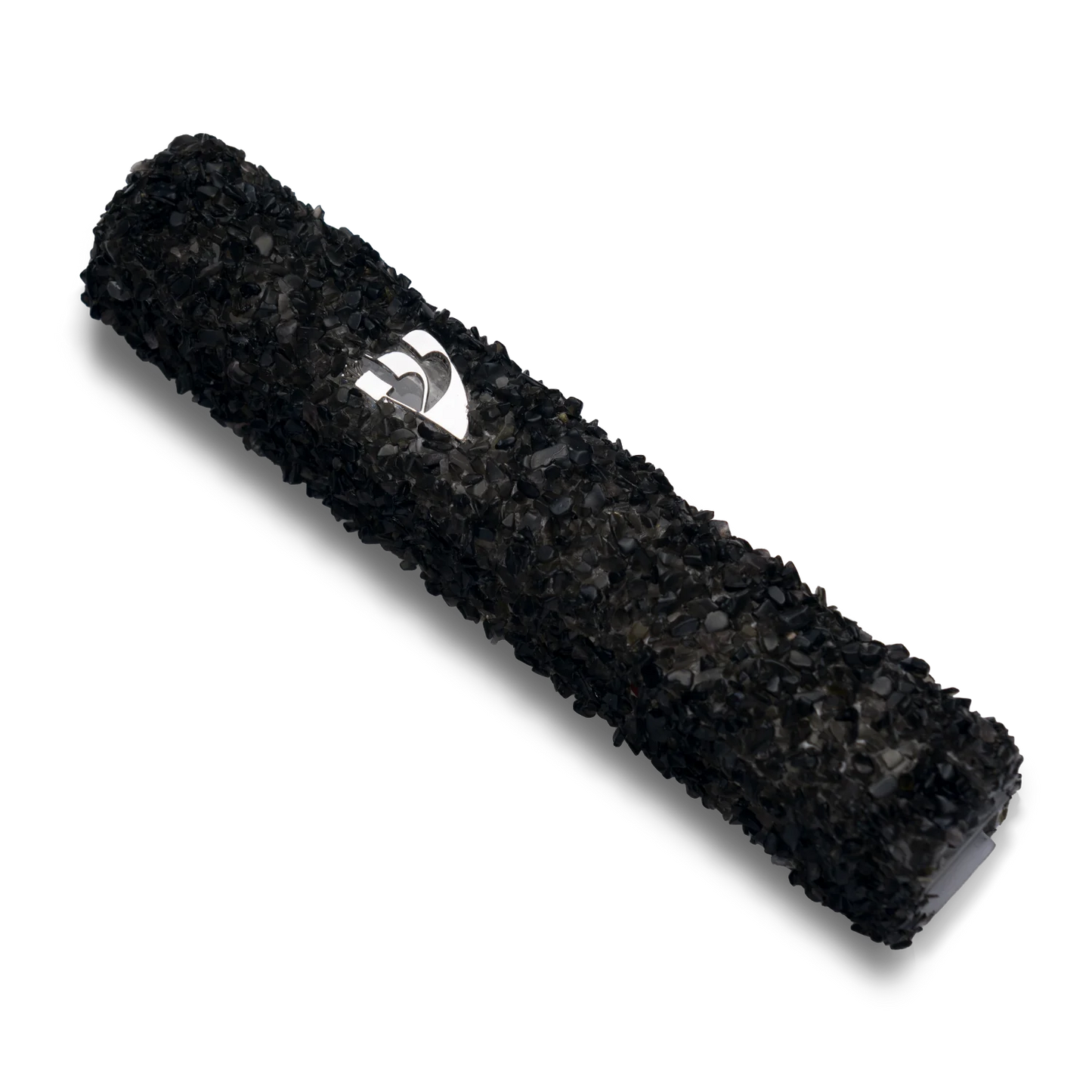 Handmade Black Crystal Mezuzah Case with Gemstones, Jewish Housewarming or Wedding Gift