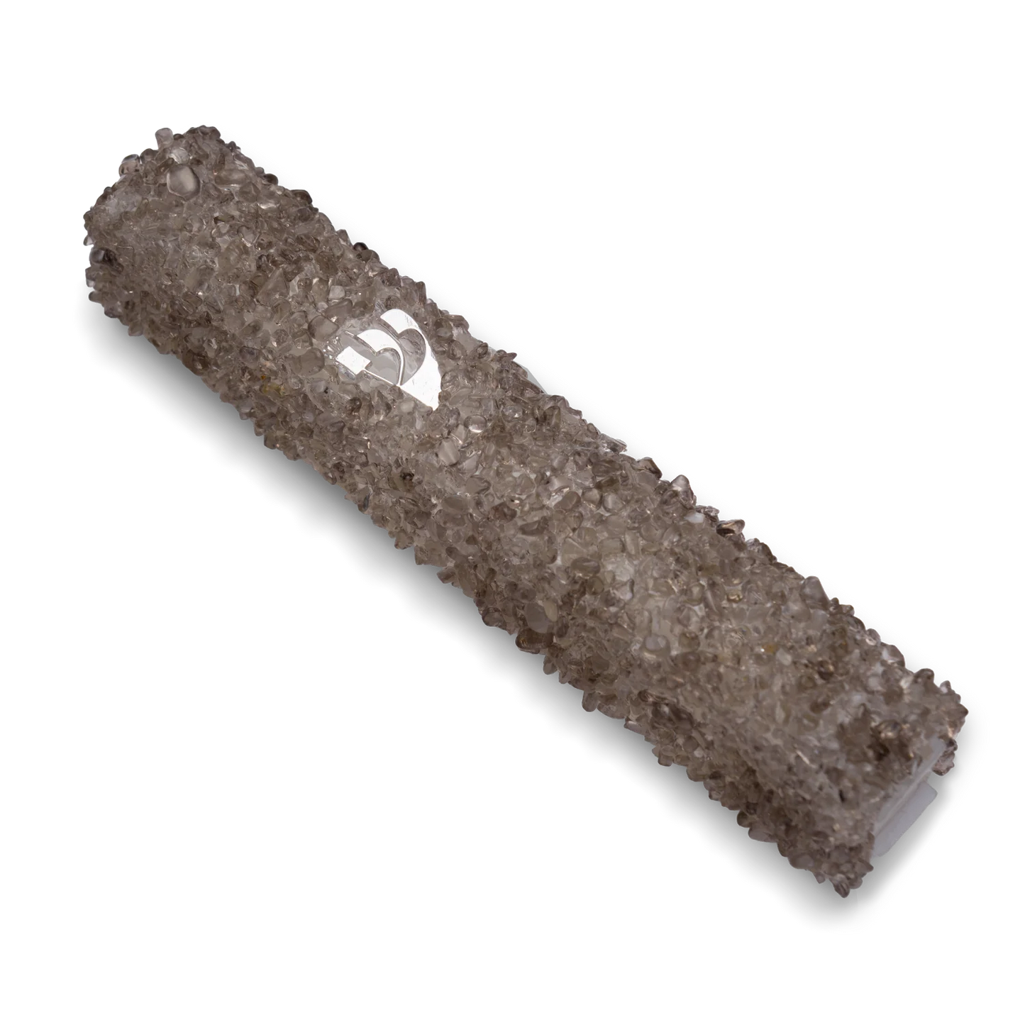 Handmade Brown Crystal Mezuzah Case with Gemstones, Jewish Housewarming or Wedding Gift