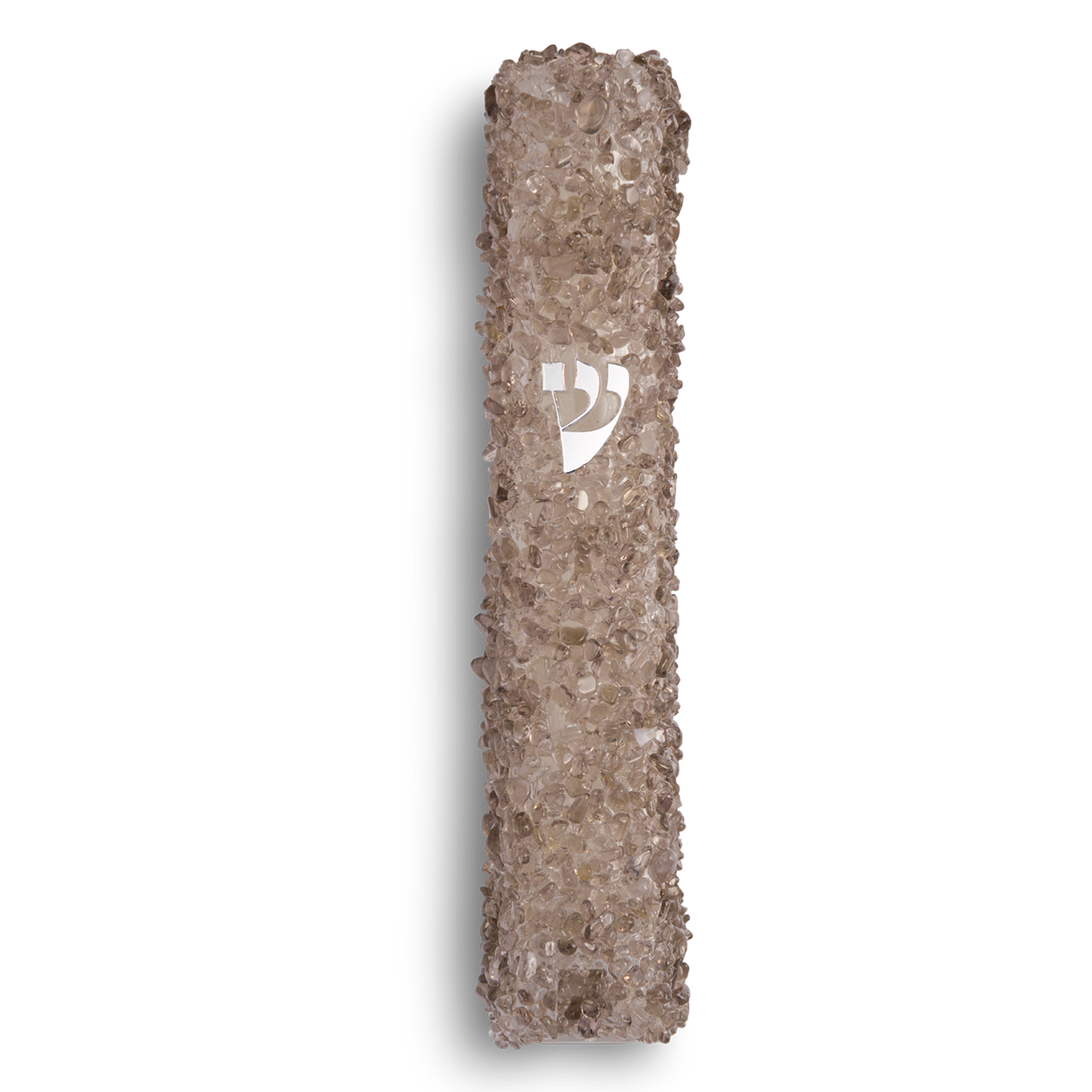 Handmade Brown Crystal Mezuzah Case with Gemstones, Jewish Housewarming or Wedding Gift