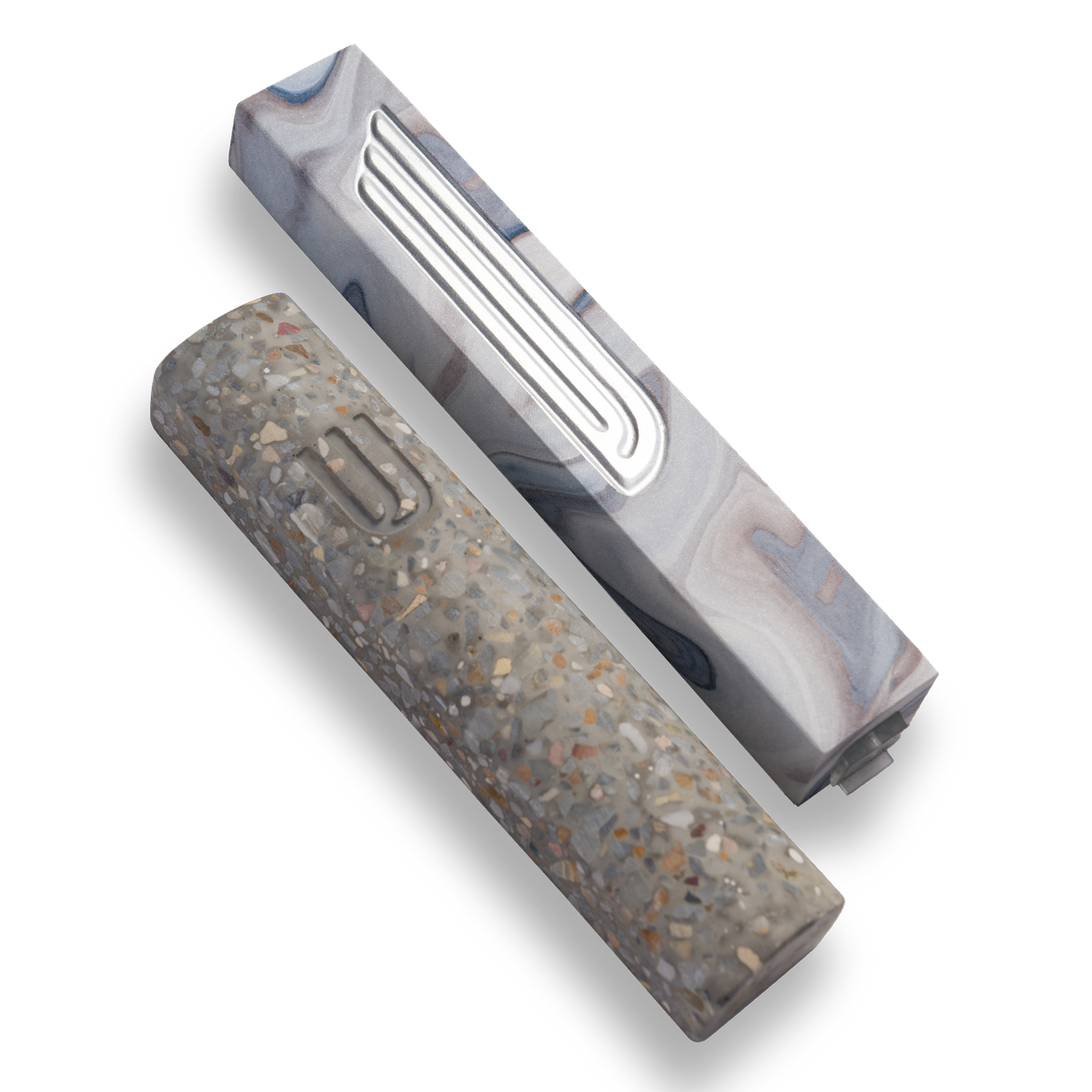 Handmade Concrete Mezuzah Cases Collection in Marbled Grey Colour. Unique Jewish Housewarming and Wedding Gifts