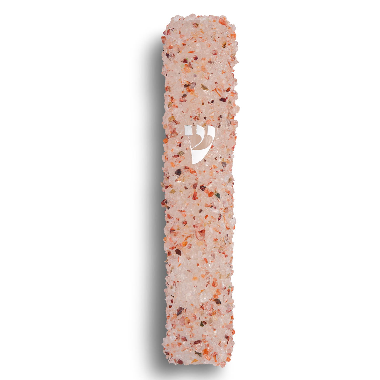 Handmade Orange Crystal Mezuzah Case with Clear Gemstones, Jewish Housewarming or Wedding Gift