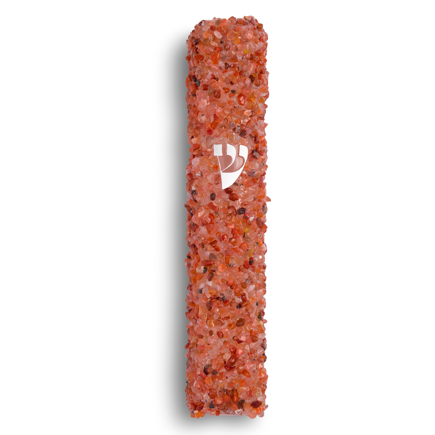 Handmade Orange Crystal Mezuzah Case with Gemstones, Jewish Housewarming or Wedding Gift