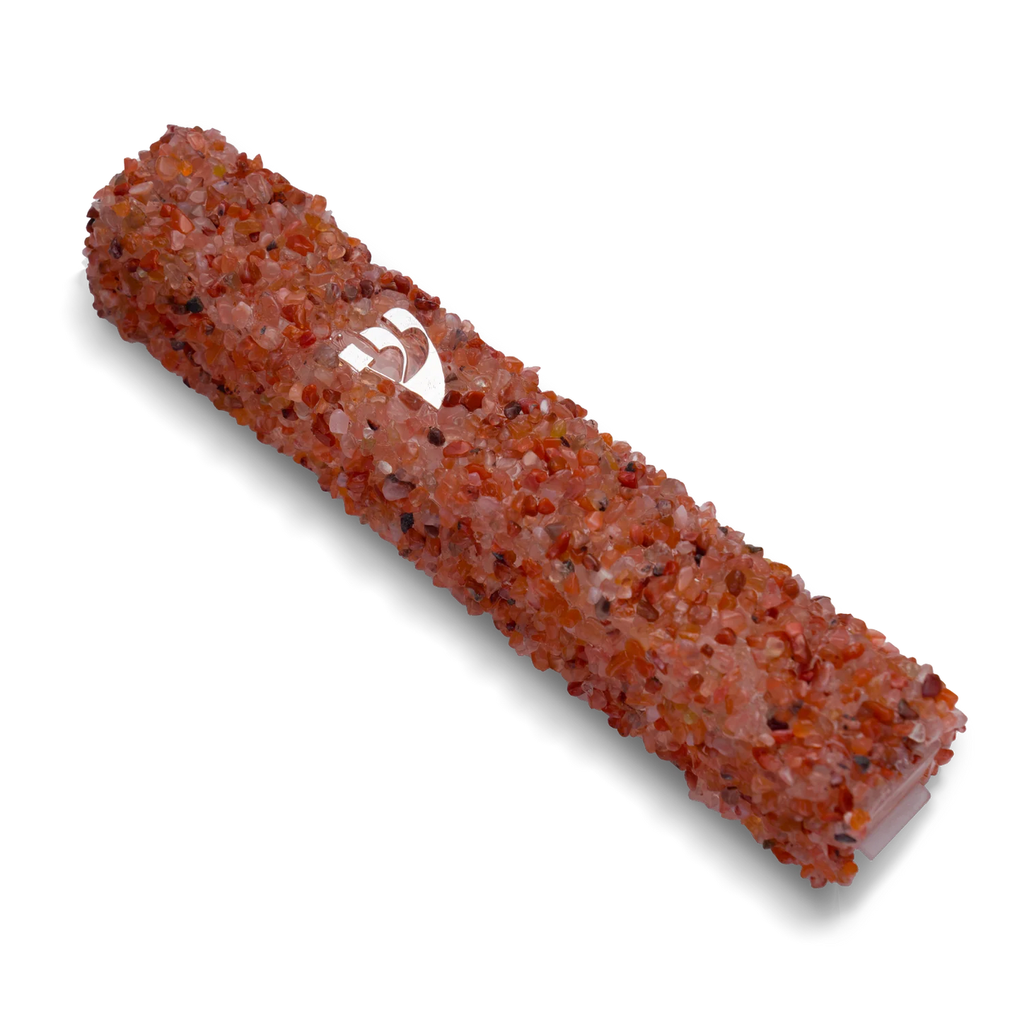 Handmade Orange Crystal Mezuzah Case with Gemstones, Jewish Housewarming or Wedding Gift
