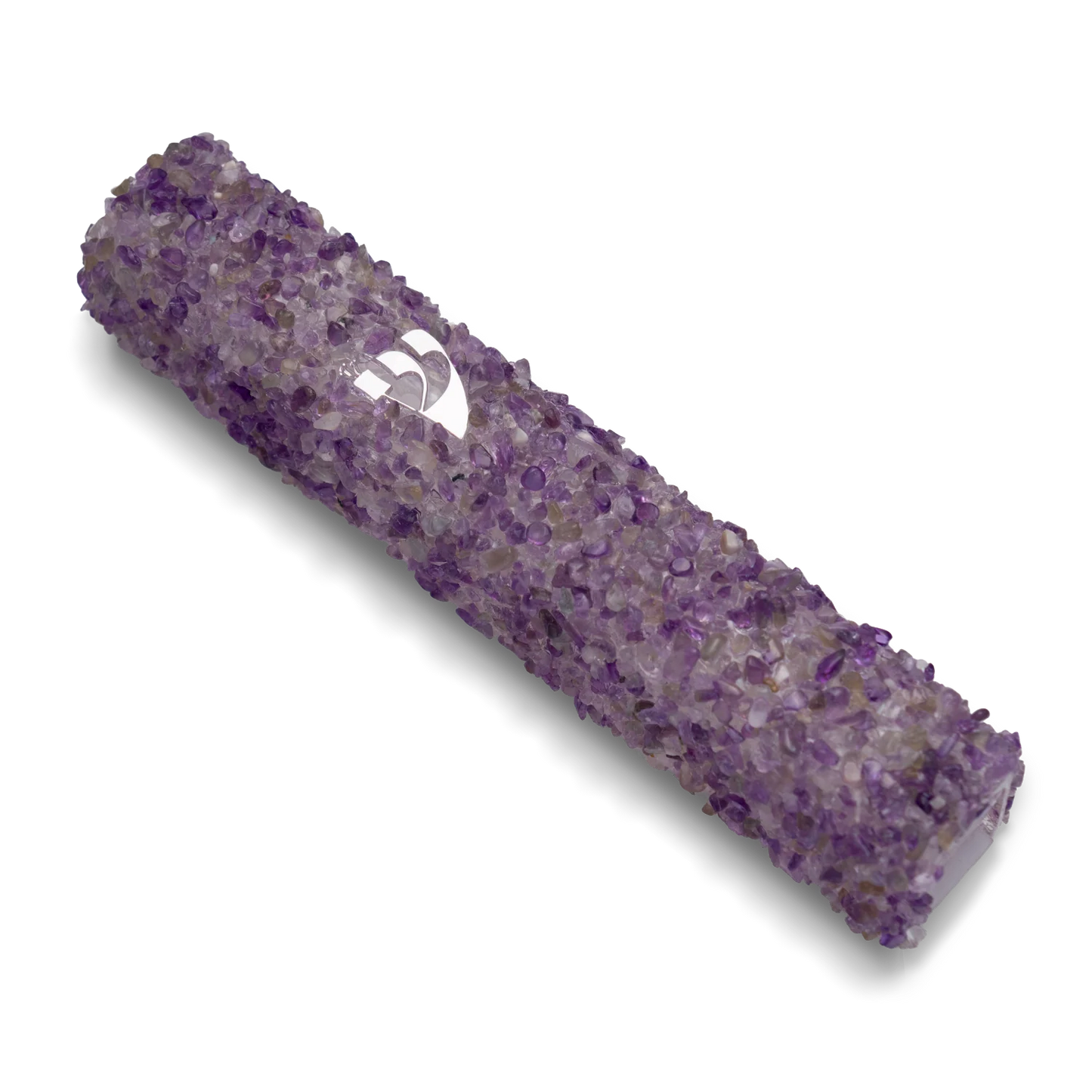 Handmade Purple Crystal Mezuzah Case with Gemstones, Jewish Housewarming or Wedding Gift