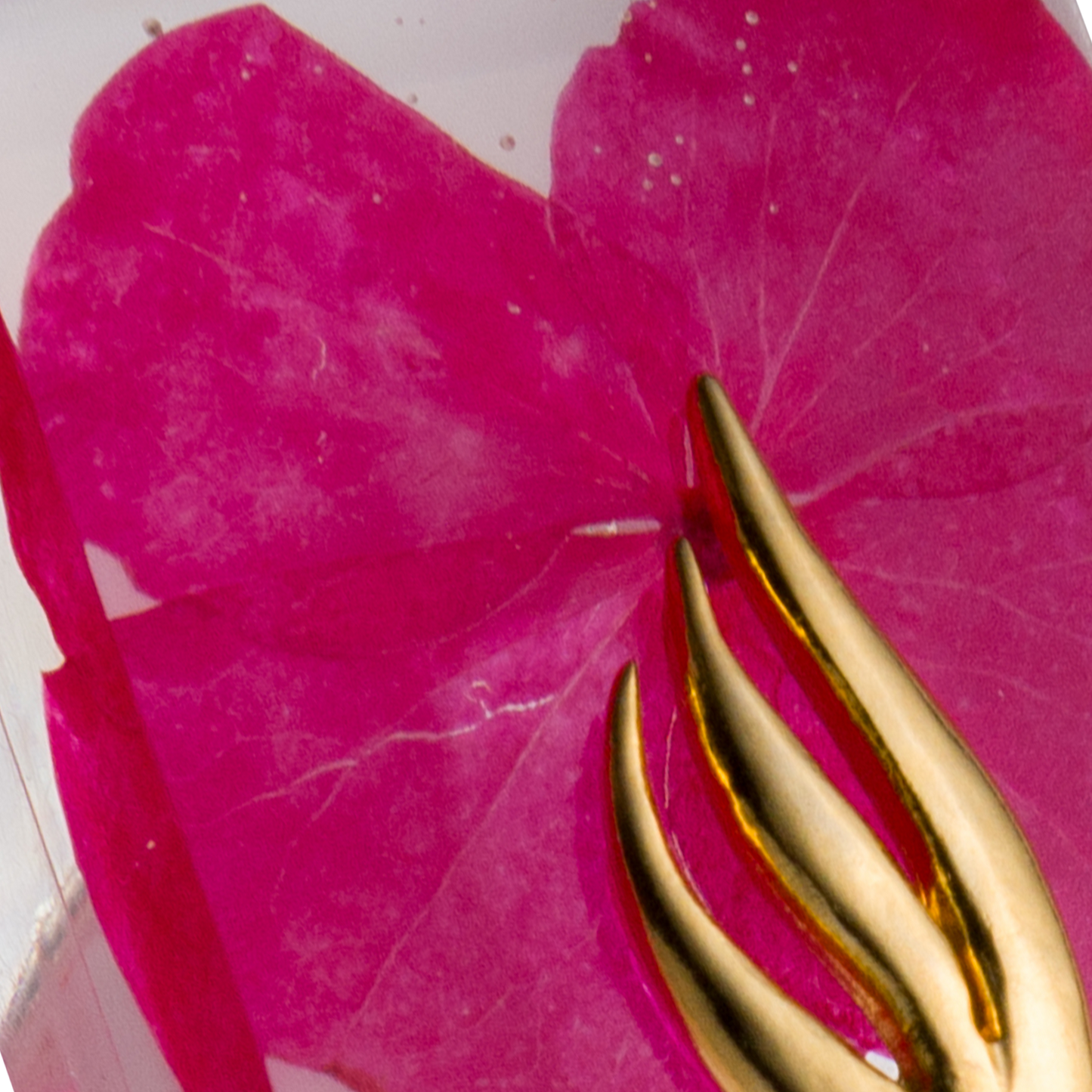 Handmade Mezuzah Case with Red Flowers and Resin Close-up