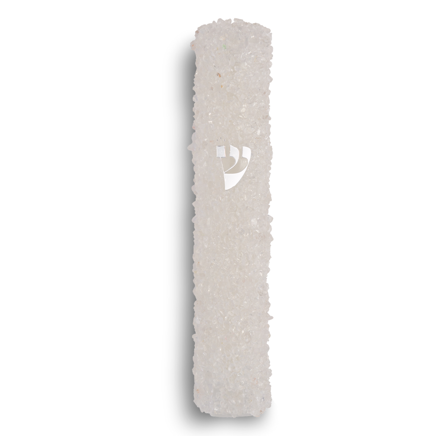 Handmade White Crystal Mezuzah Case with Clear Gemstones, Jewish Housewarming or Wedding Gift