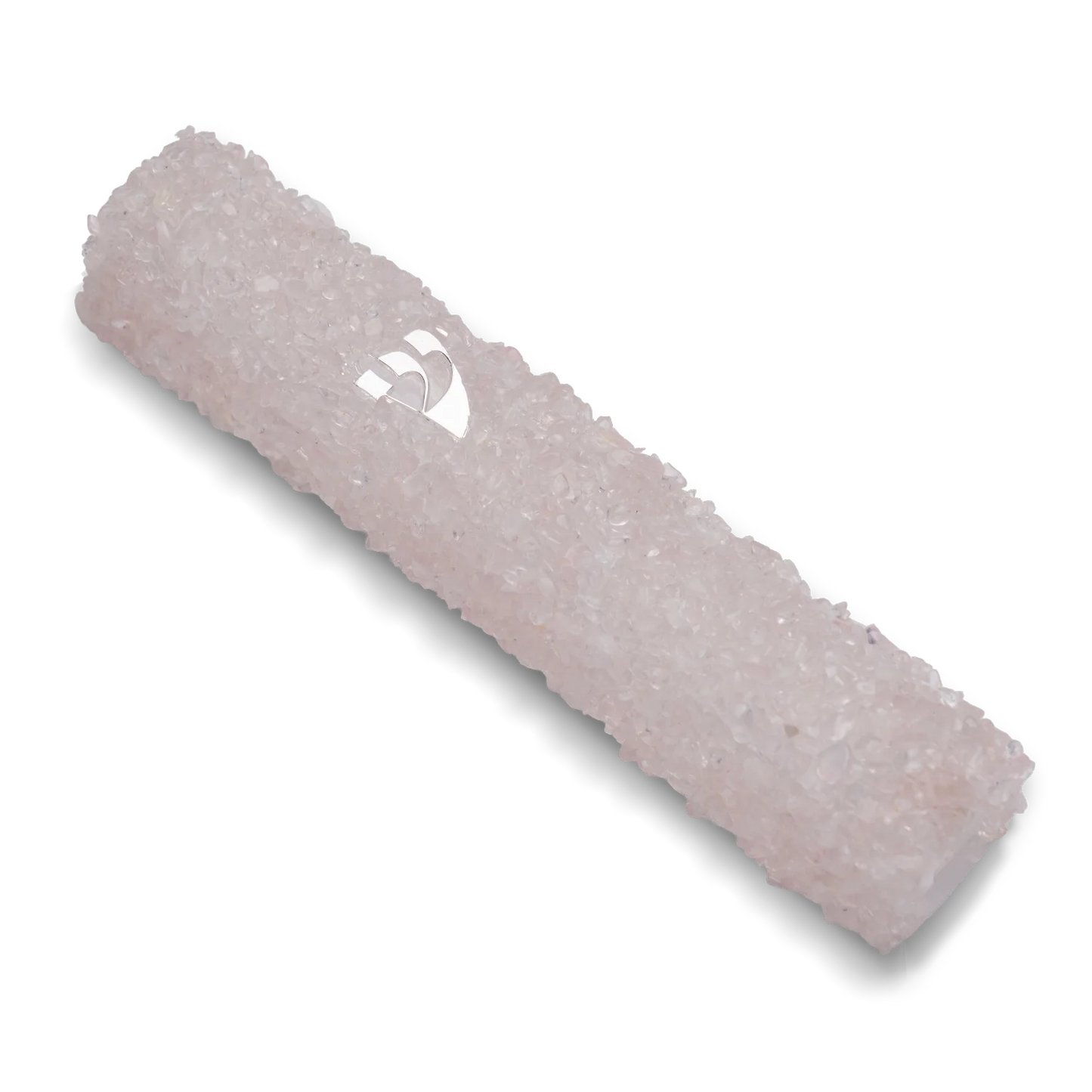Handmade Pink Crystal Mezuzah Case with Gemstones, Jewish Housewarming or Wedding Gift