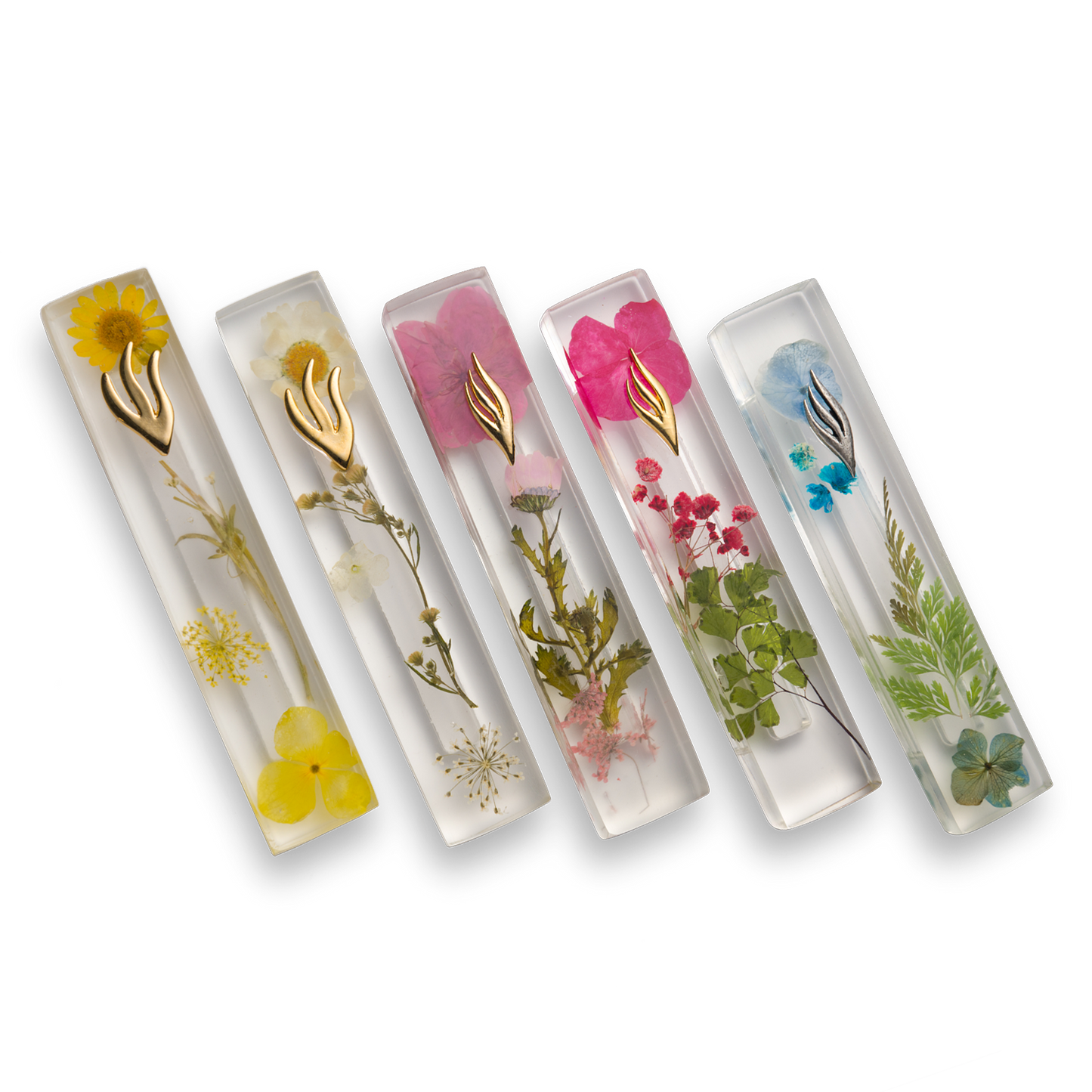 Handmade Colourful Floral Mezuzah Cases Collection. Unique Jewish Housewarming and Wedding Gifts