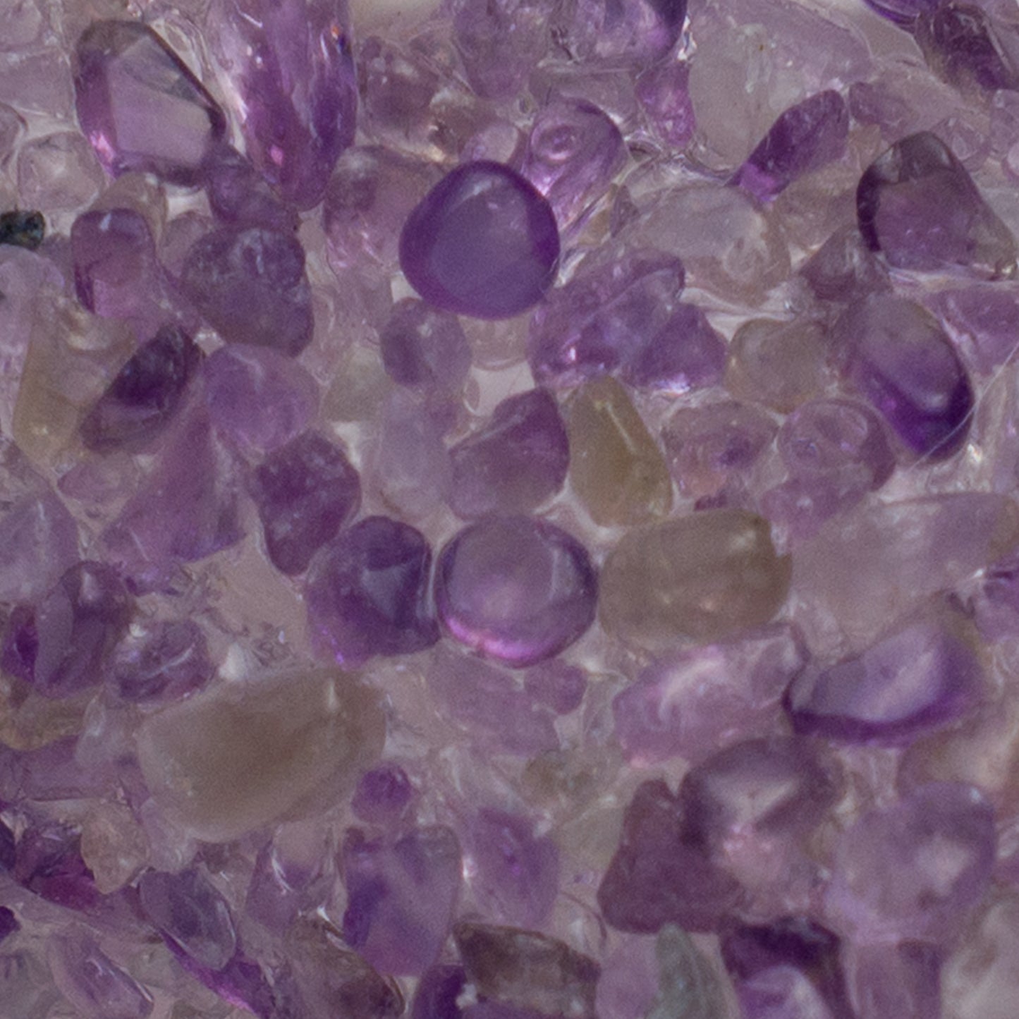 Handmade Mezuzah Case with Purple Crystal Gemstones Close-up