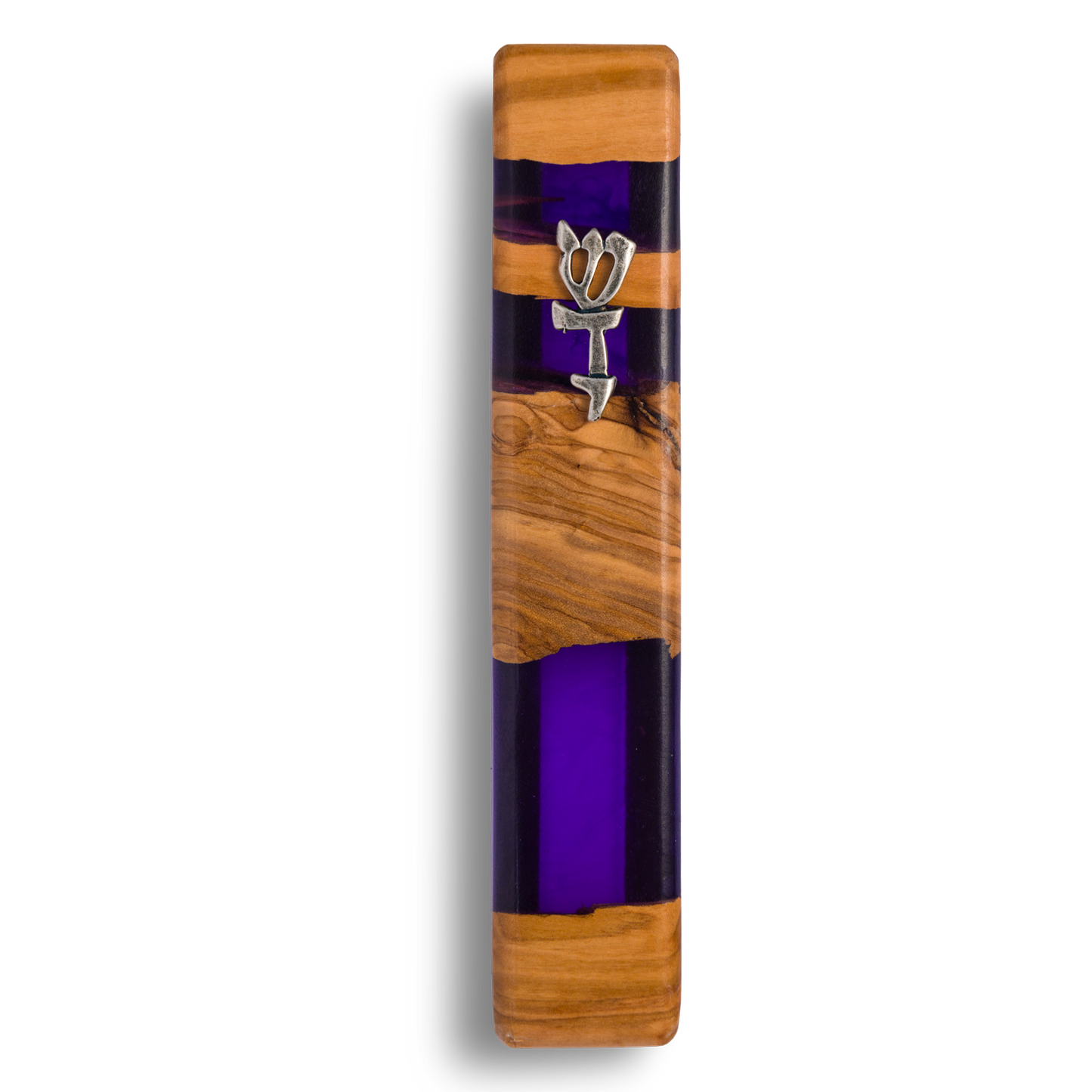 Purple Wooden Clear Mezuzah
