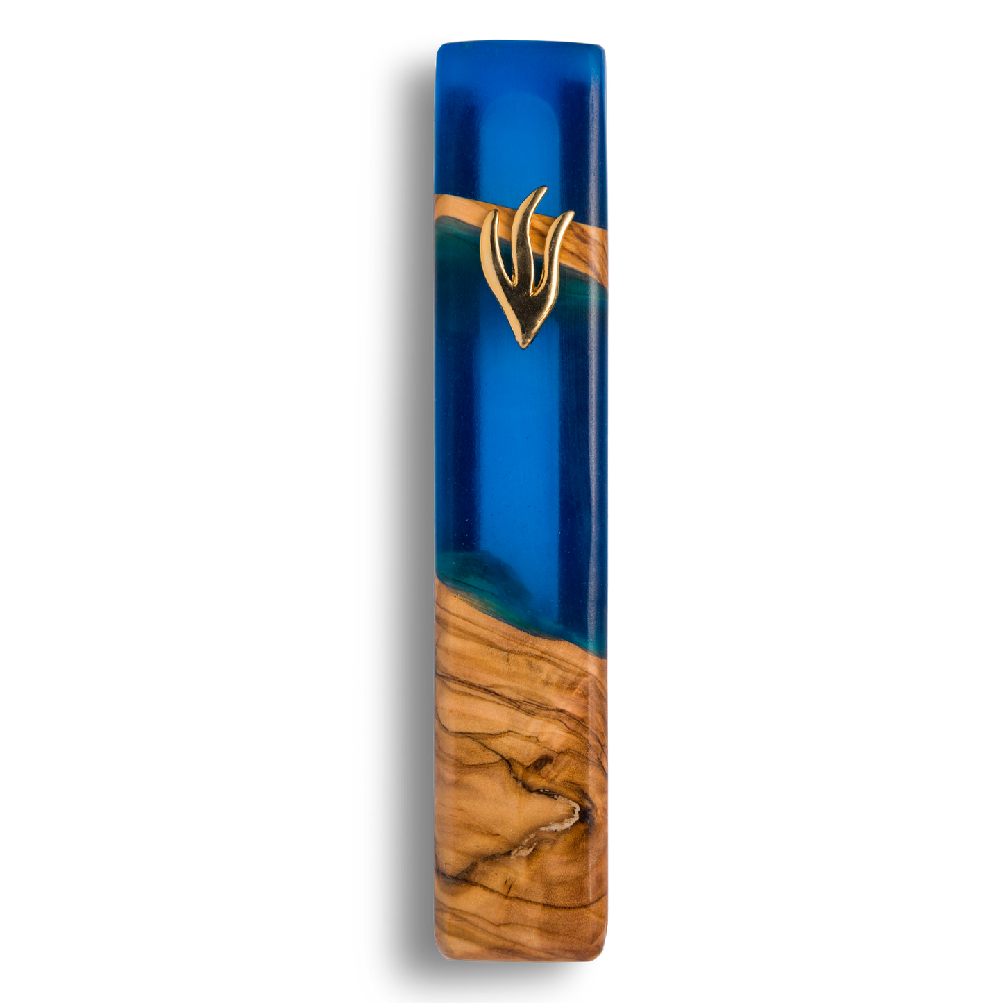 Blue Wooden Clear Mezuzah