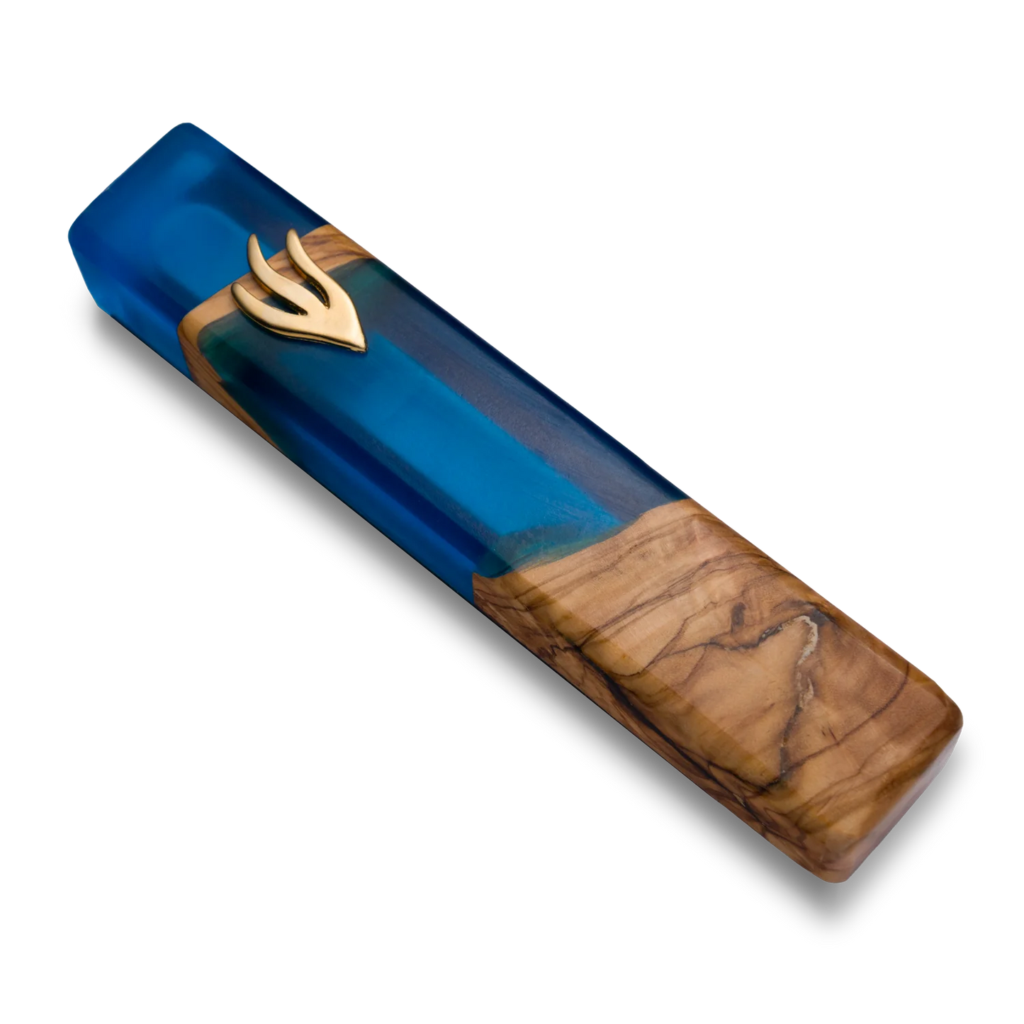 Blue Wooden Clear Mezuzah