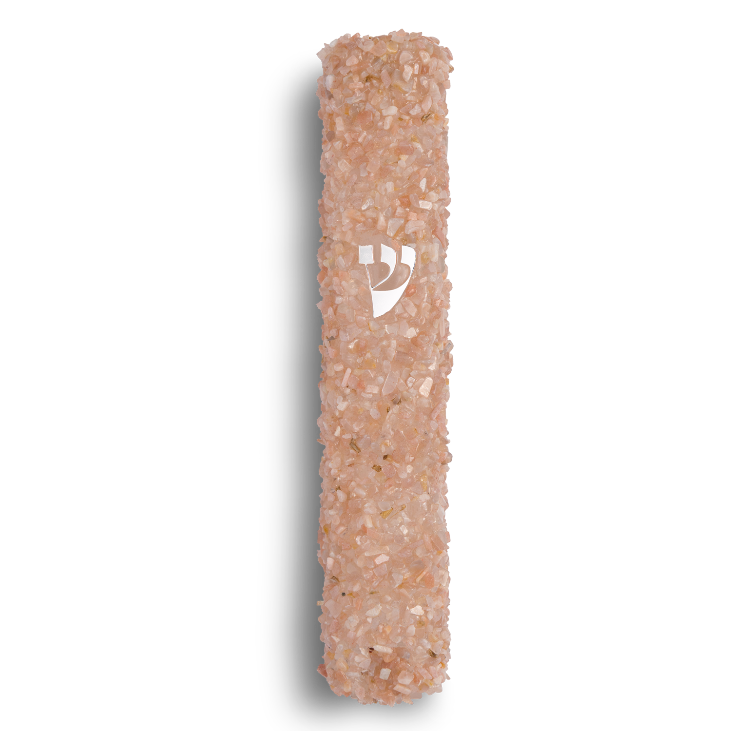 Handmade Beige Crystal Mezuzah Case with Gemstones, Jewish Housewarming or Wedding Gift