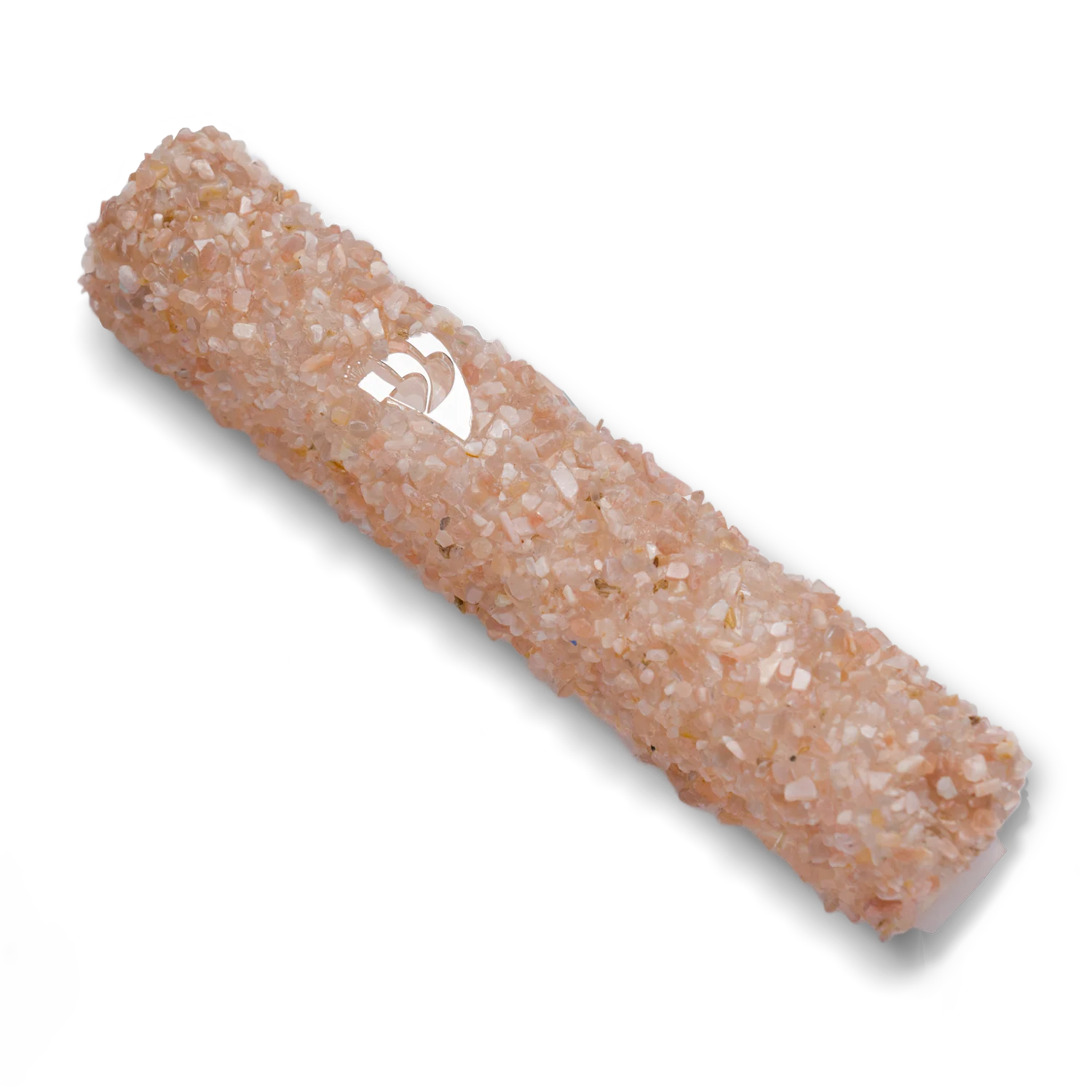 Handmade Beige Crystal Mezuzah Case with Gemstones, Jewish Housewarming or Wedding Gift