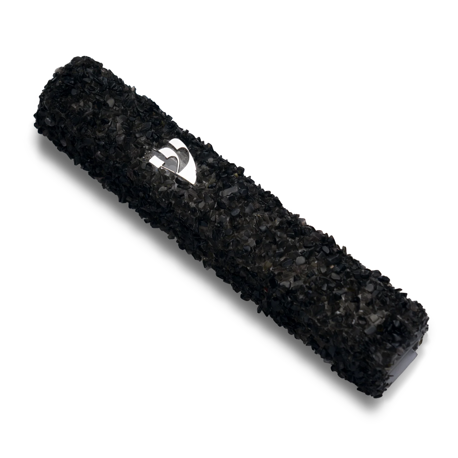 Handmade Black Crystal Mezuzah Case with Gemstones, Jewish Housewarming or Wedding Gift