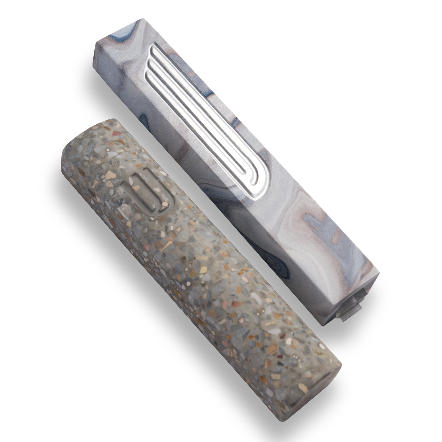 Handmade Concrete Mezuzah Cases Collection in Marbled Grey Colour. Unique Jewish Housewarming and Wedding Gifts