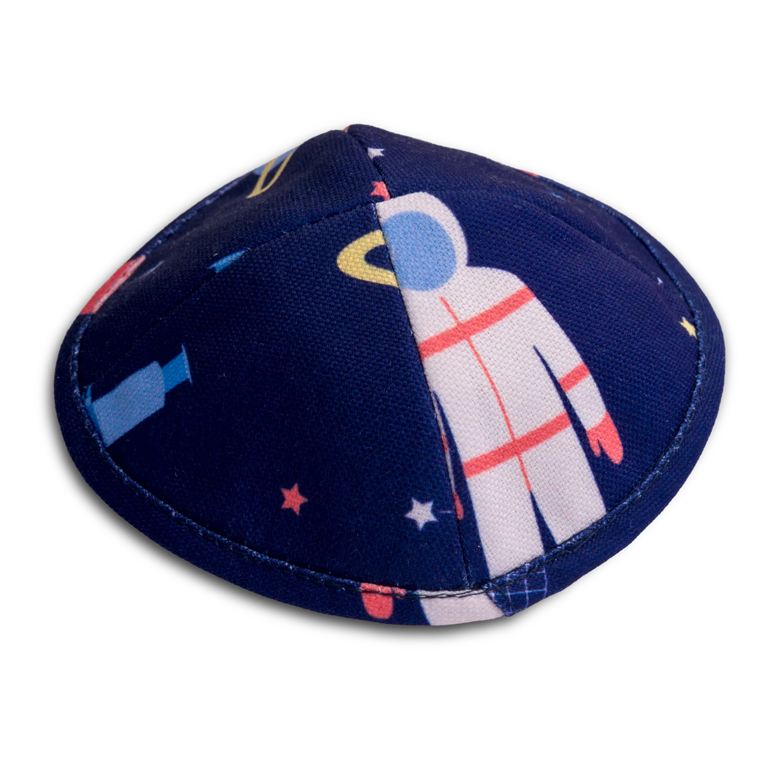 Handmade Dark Blue Kippah with Space Themed Print