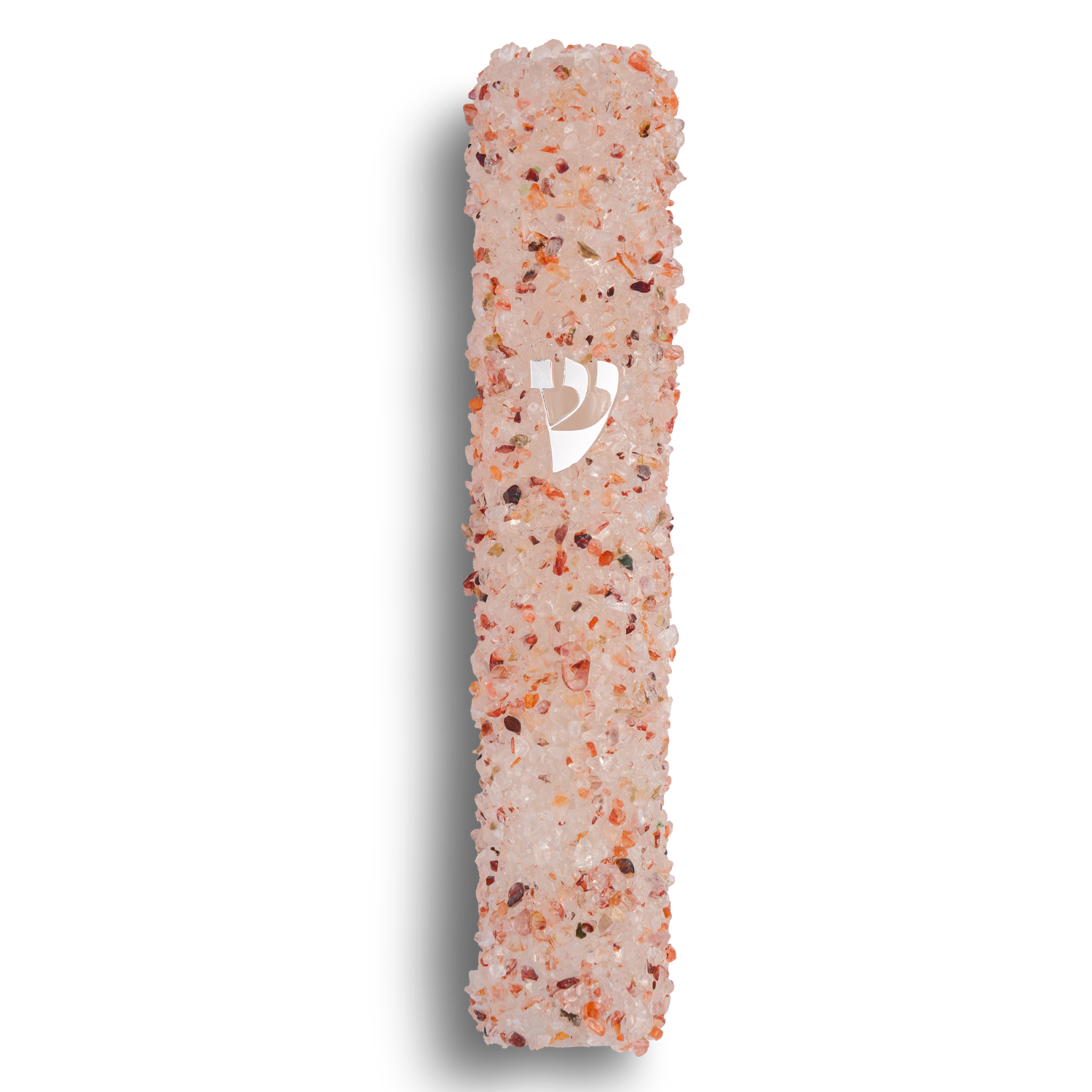 Handmade Orange Crystal Mezuzah Case with Clear Gemstones, Jewish Housewarming or Wedding Gift