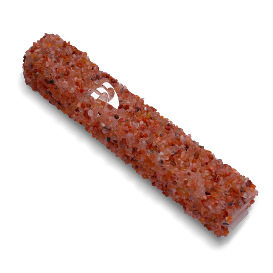 Handmade Orange Crystal Mezuzah Case with Gemstones, Jewish Housewarming or Wedding Gift