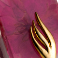 Handmade Mezuzah Case with Pink Flowers and Resin Close-up 