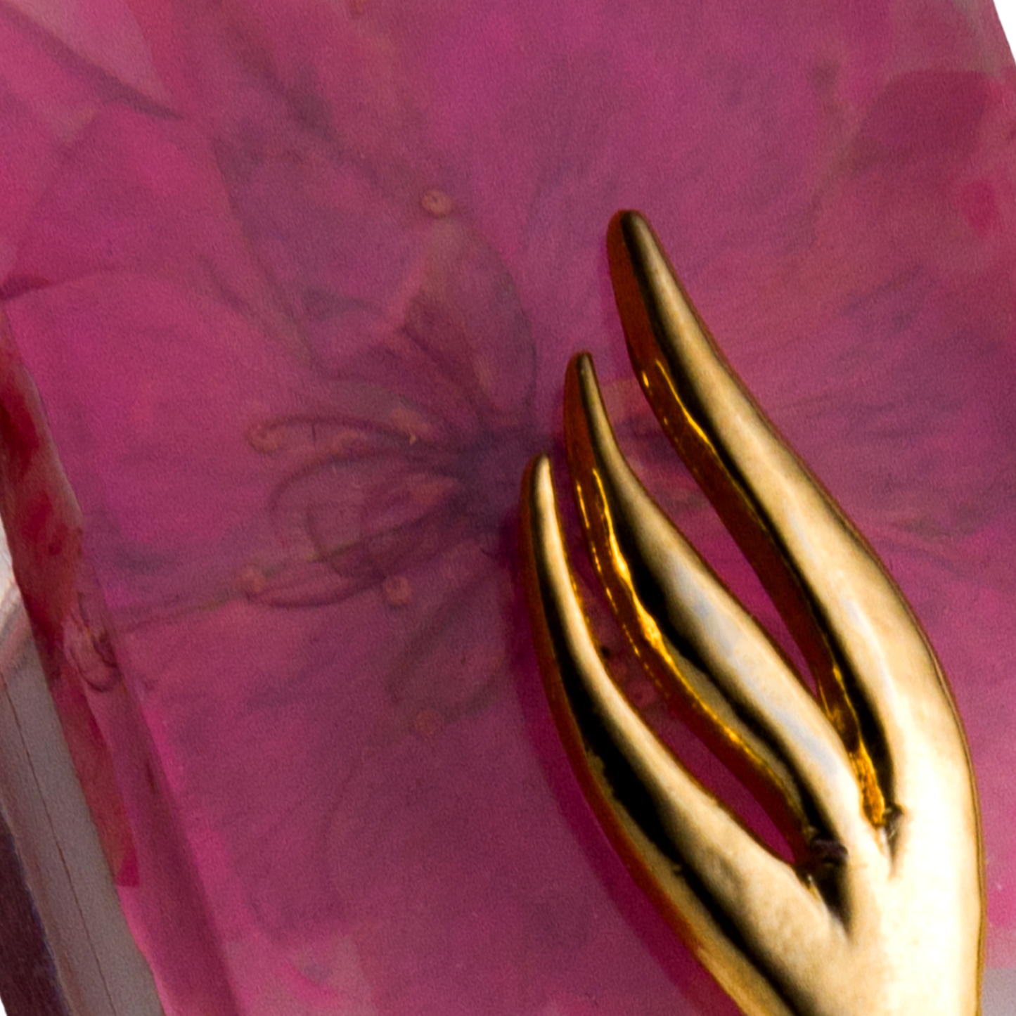 Handmade Mezuzah Case with Pink Flowers and Resin Close-up 
