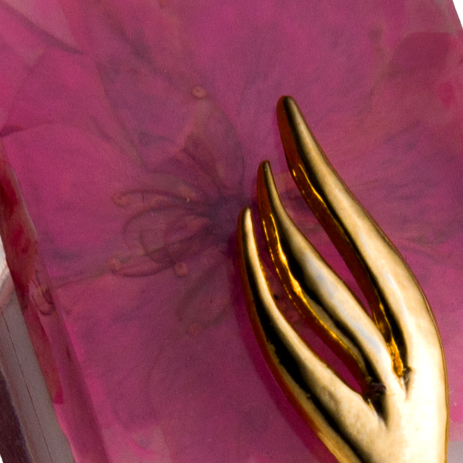 Handmade Mezuzah Case with Pink Flowers and Resin Close-up 