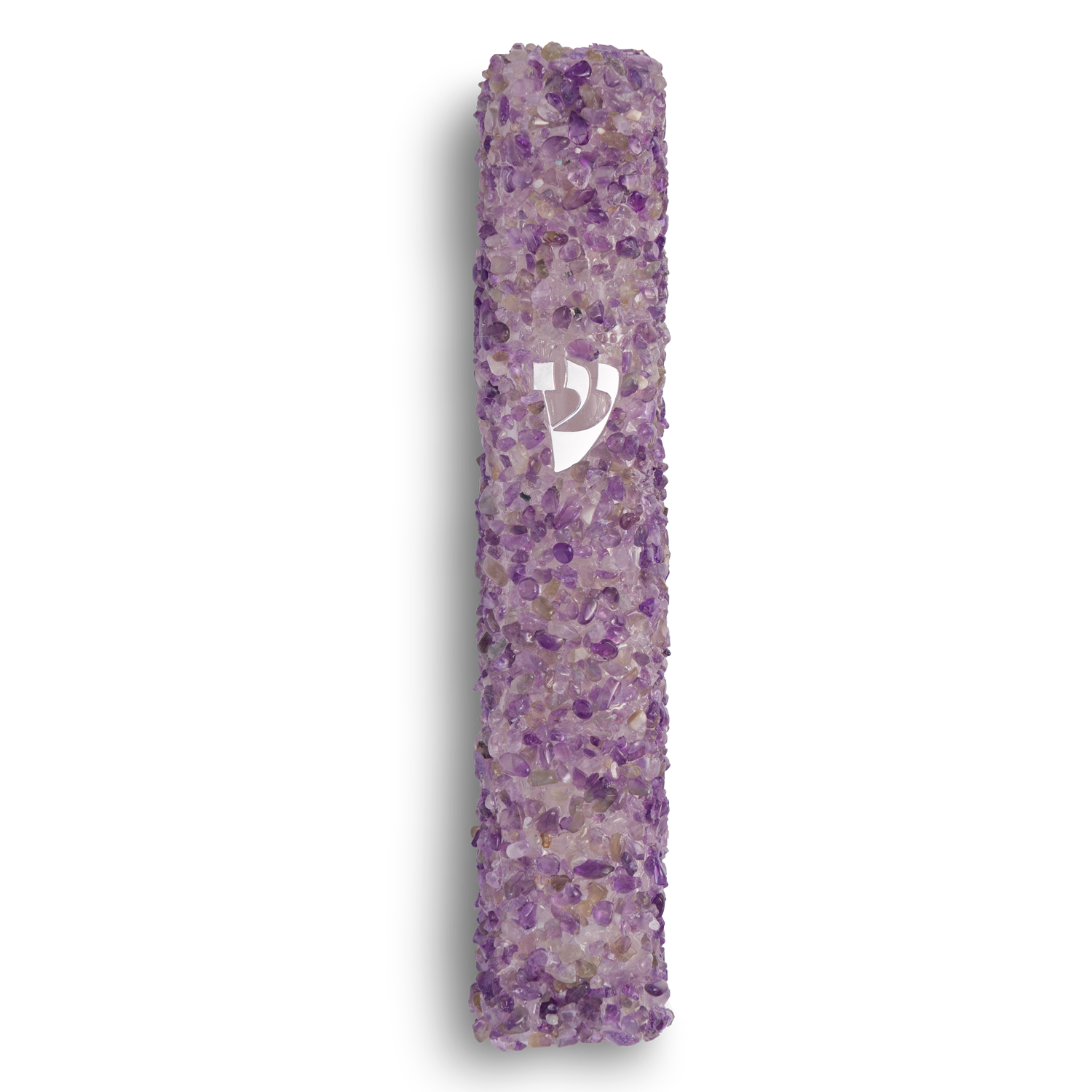 Handmade Purple Crystal Mezuzah Case with Gemstones, Jewish Housewarming or Wedding Gift