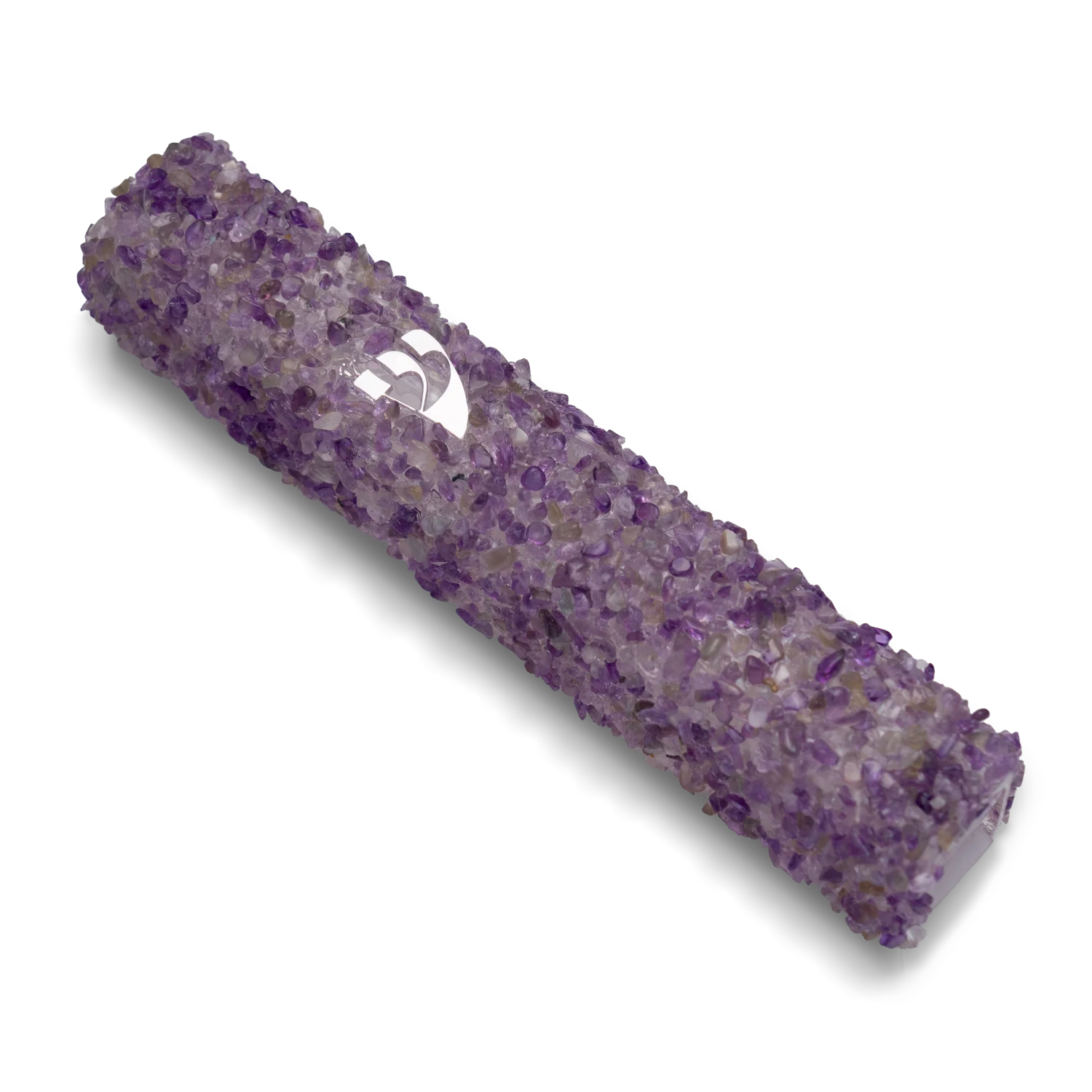 Handmade Purple Crystal Mezuzah Case with Gemstones, Jewish Housewarming or Wedding Gift