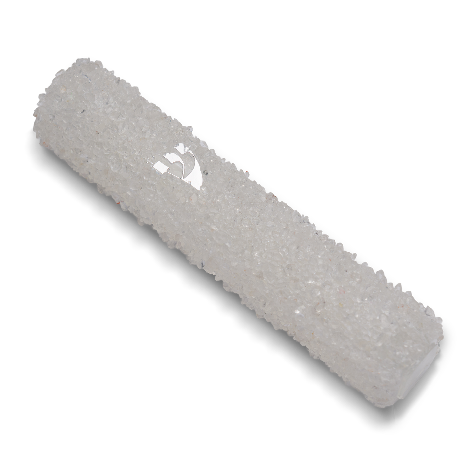 Handmade White Crystal Mezuzah Case with Clear Gemstones, Jewish Housewarming or Wedding Gift