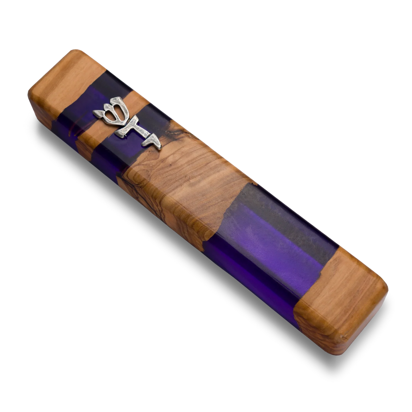 Purple Wooden Clear Mezuzah