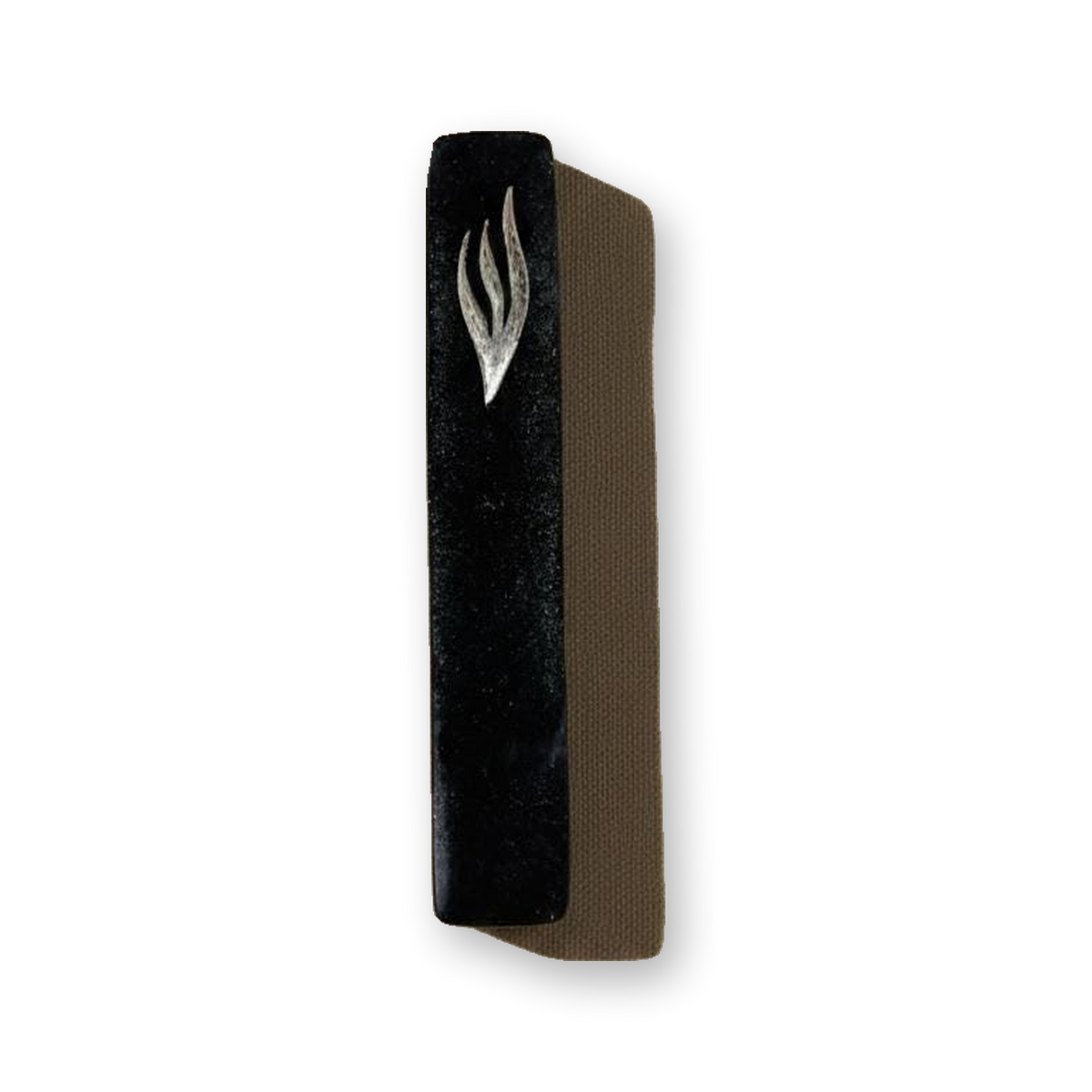 Handmade black glitter resin mezuzah case with silver Shin