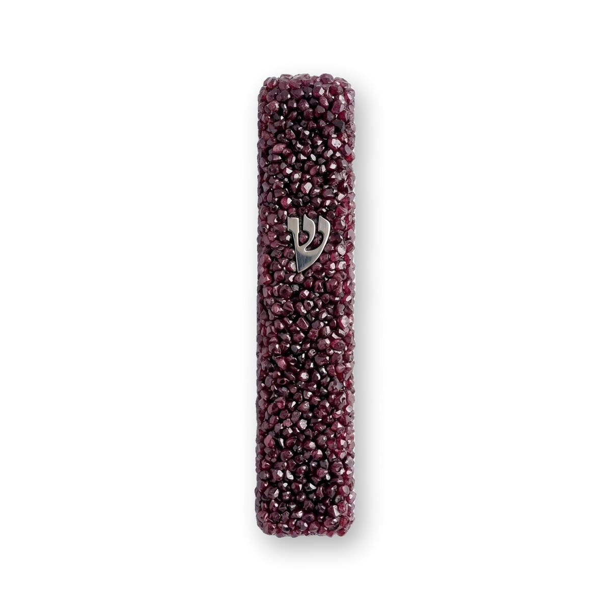 Handmade Garnet Crystal Mezuzah Case with Gemstones