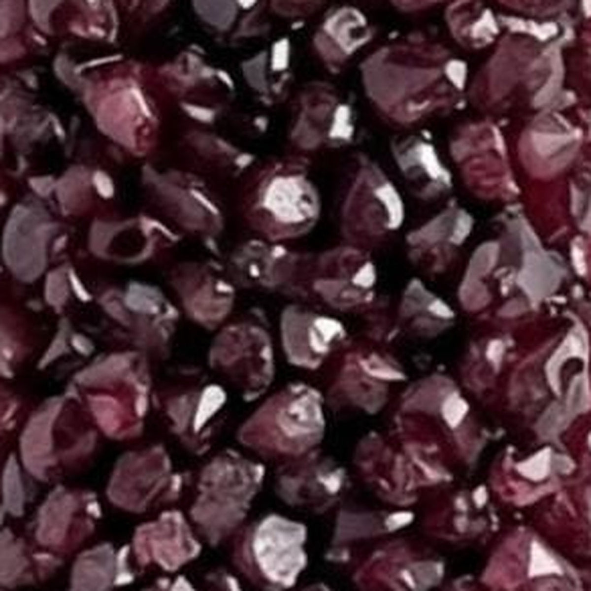 Garnet crystal chips close-up