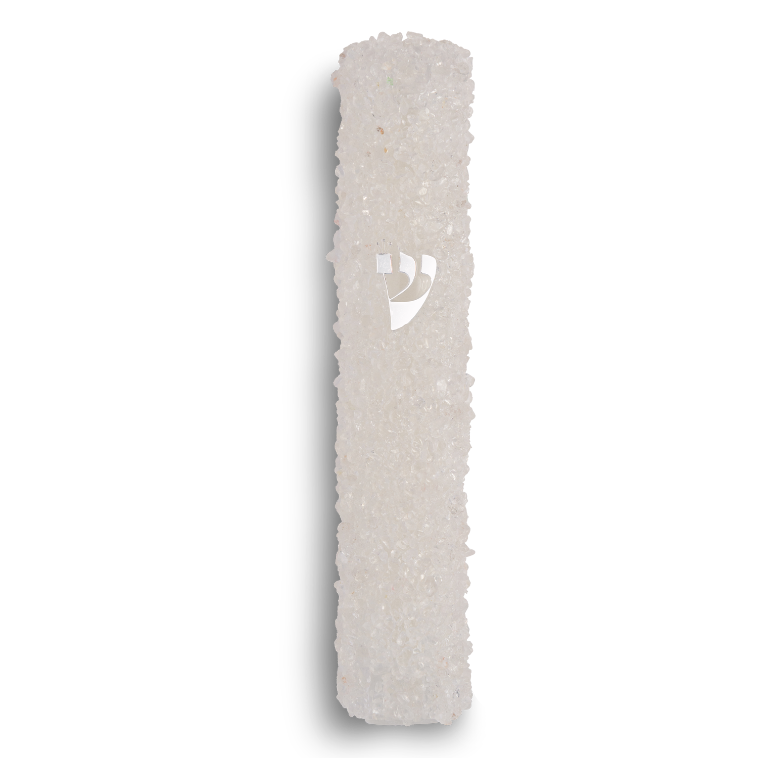 Handmade White Crystal Mezuzah  Case with Clear Gemstones, Jewish Housewarming or Wedding Gift
