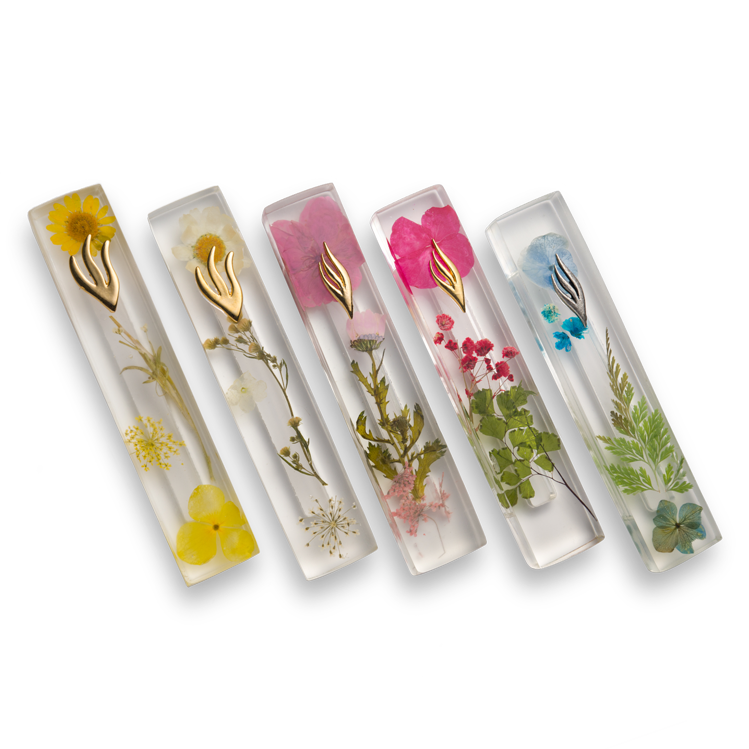 Handmade Colourful Floral Mezuzah Cases Collection. Unique Jewish Housewarming and Wedding Gifts