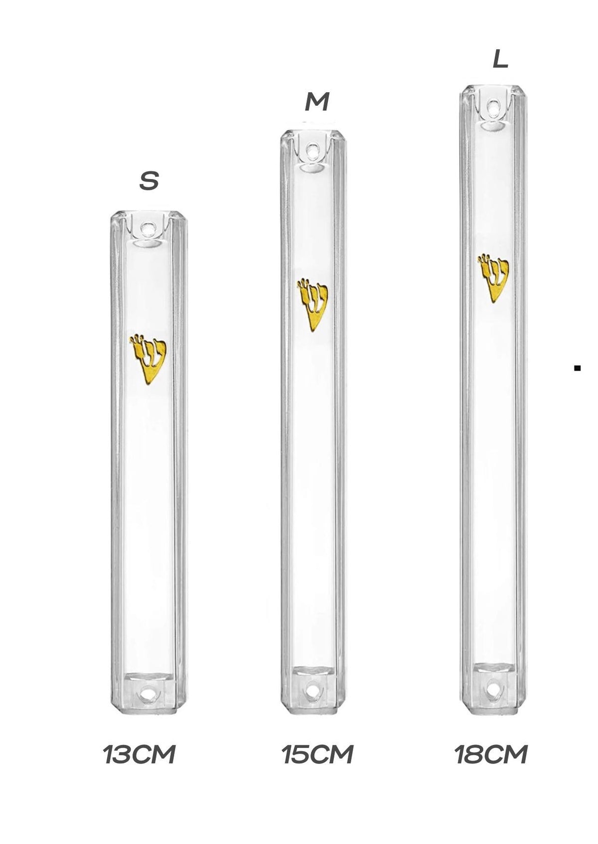 Clear waterproof plastic mezuzah case on a doorpost