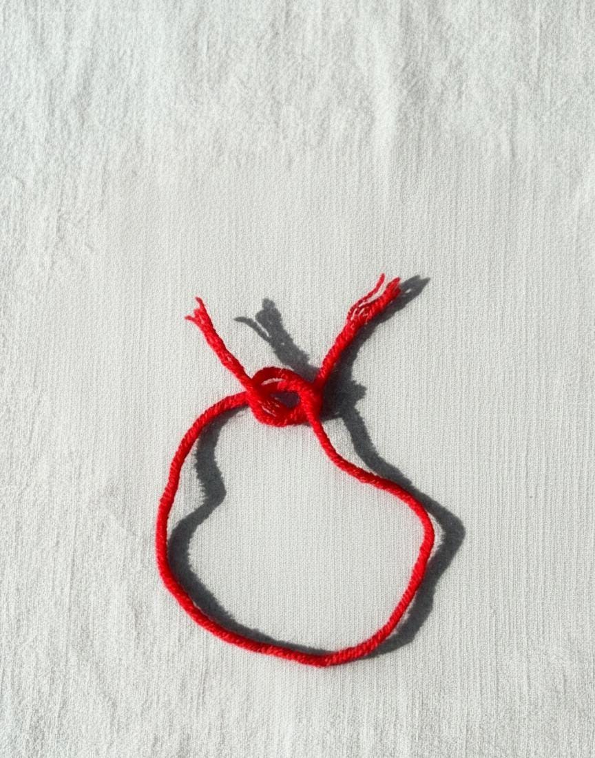 Red string bracelet with packaging
