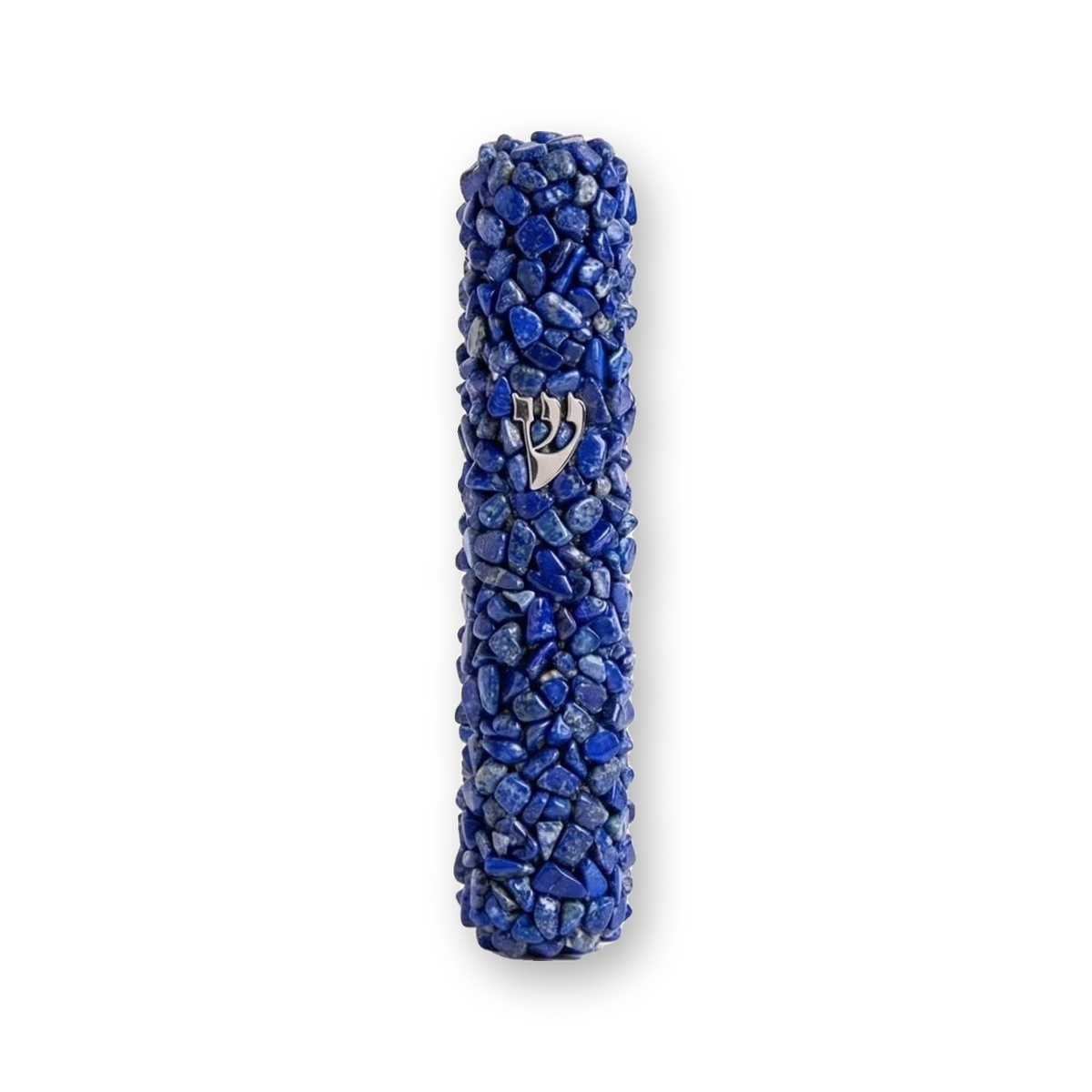 Handmade Lapis Lazuli Crystal Mezuzah Case with Gemstones