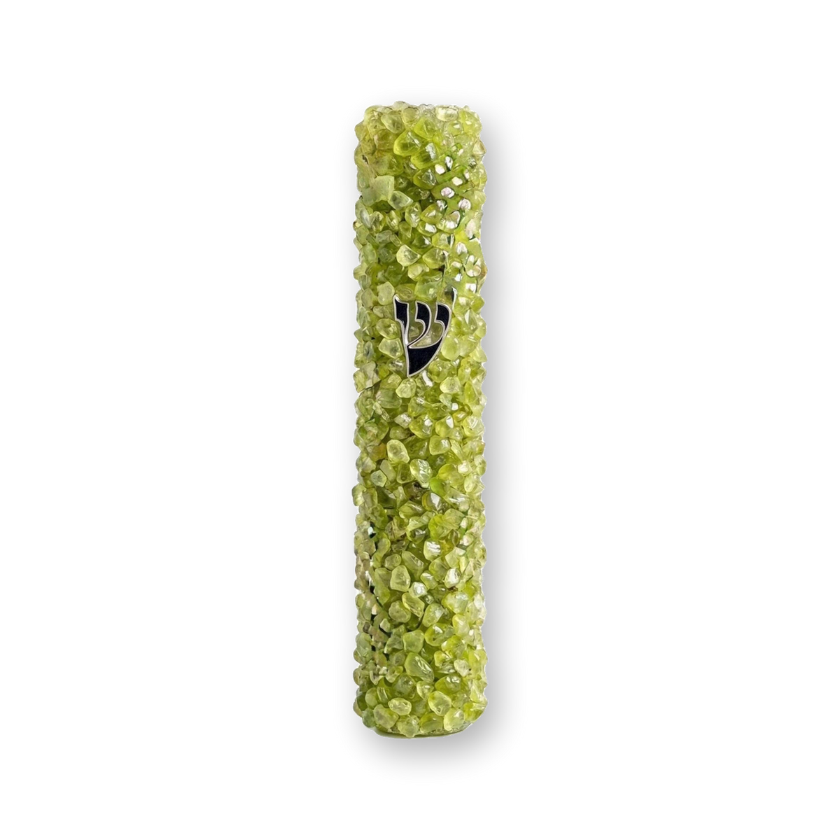 Handmade Peridot Crystal Mezuzah Case with Gemstones