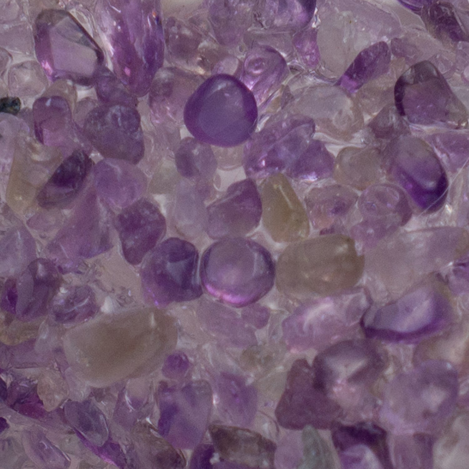 Handmade Mezuzah Case with Purple Crystal Gemstones Close-up 