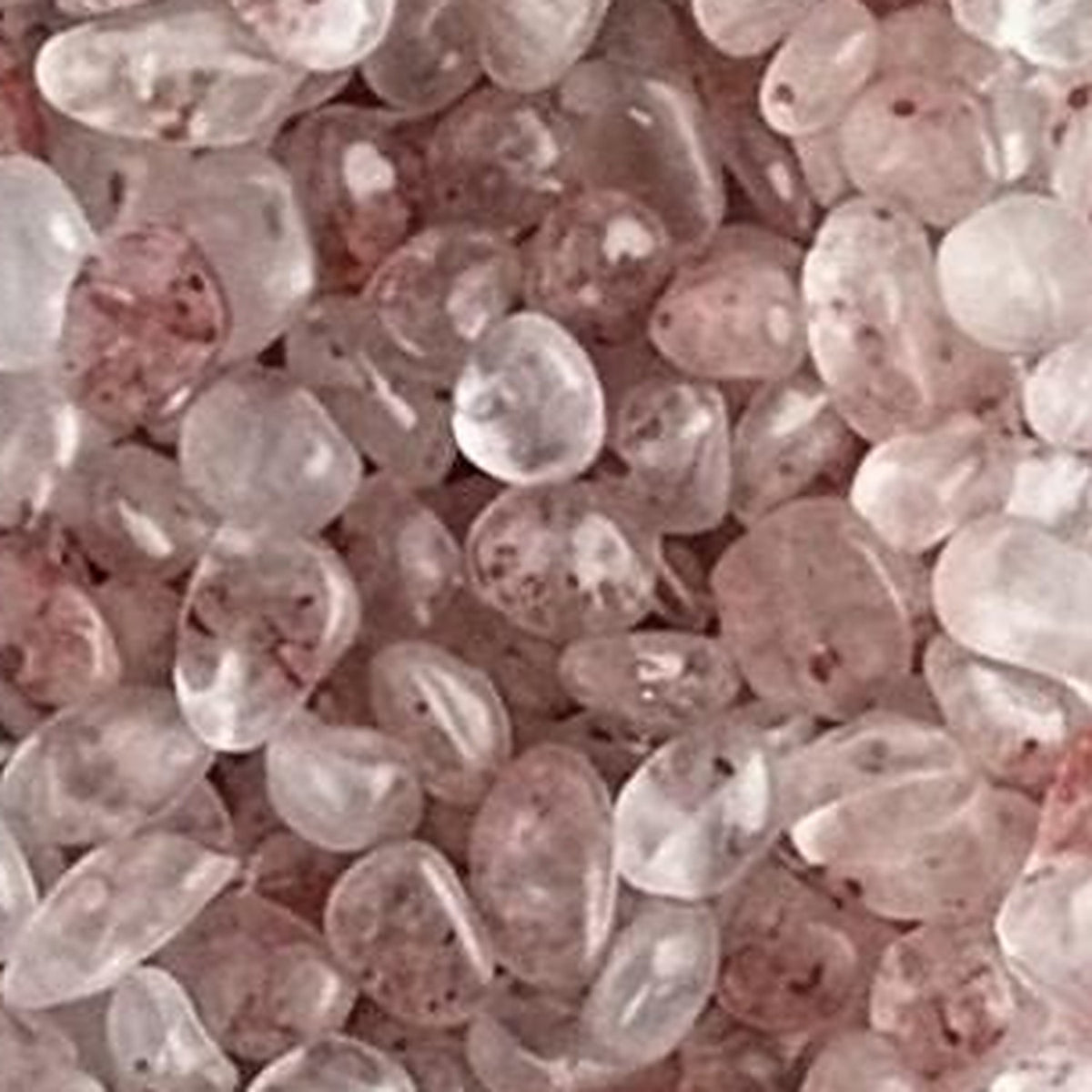 Strawberry quartz crystal chips close-up